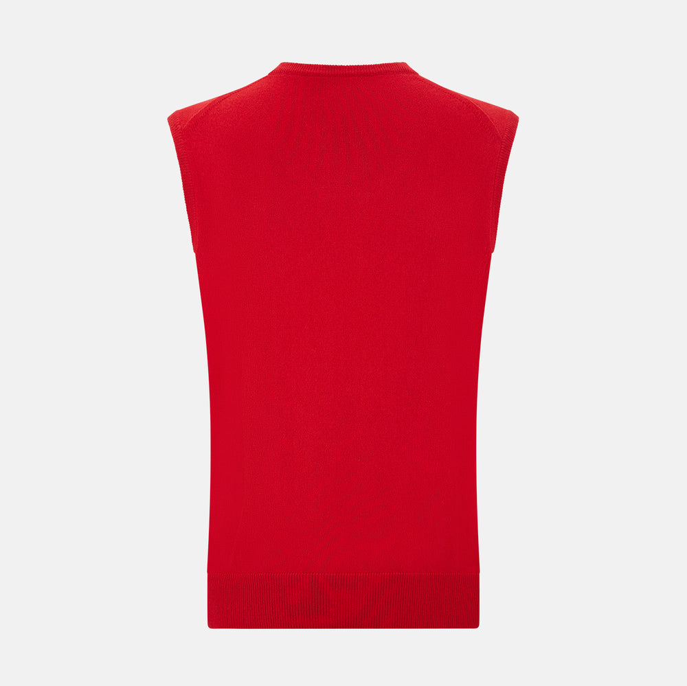 Red Cashmere V-Neck Vest