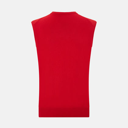 Red Cashmere V-Neck Vest Image 2