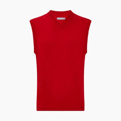 Red Fine Merino V-Neck Vest Image 3