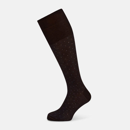 Dark Chocolate/Pale Blue Polka Dot Long Socks