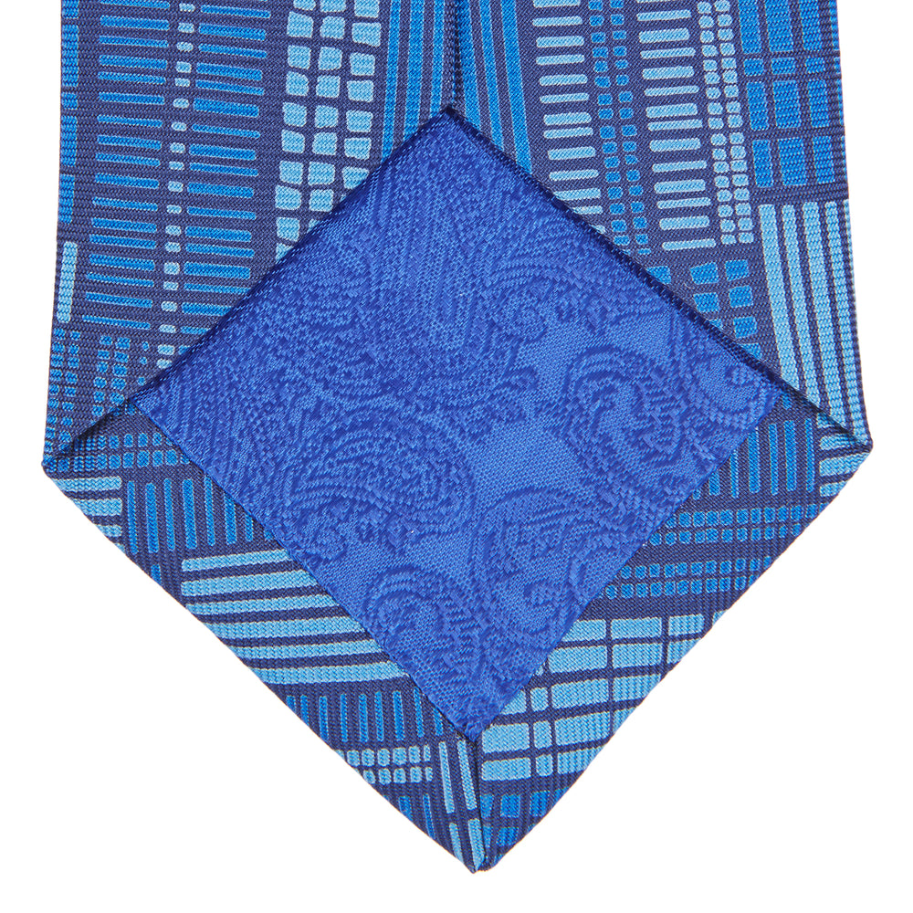 Blue Motif Printed Foulard Silk Tie