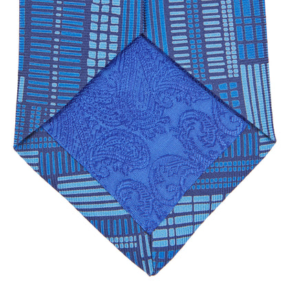 Blue Motif Printed Foulard Silk Tie Image 3