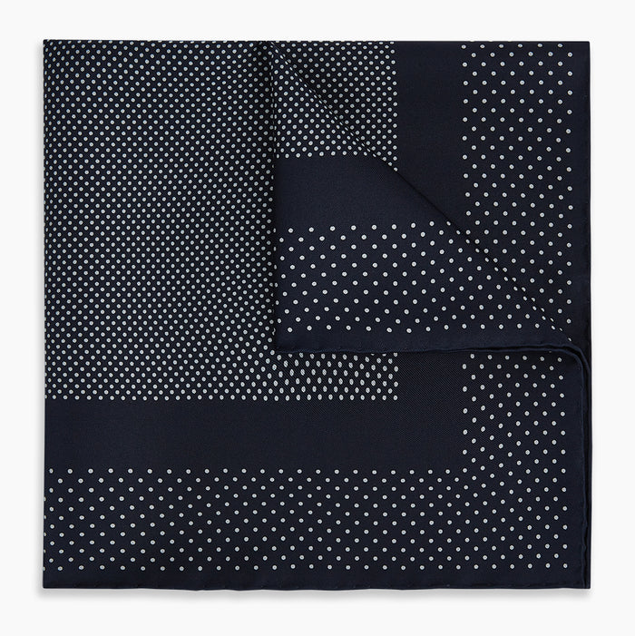 Navy and Grey Dot Silk Pocket Square Image 4