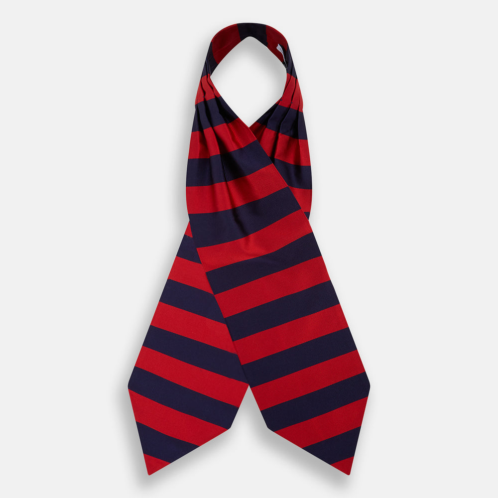 Wide Red Stripe and Navy Silk Cravat