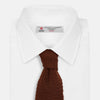 View 2 of product KNITTED BROWN SILK PLAIN TIE