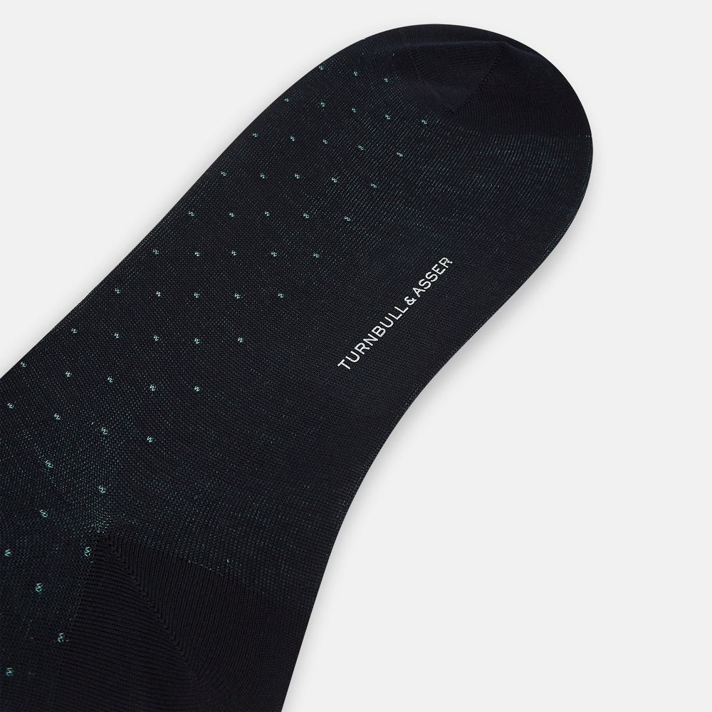 Navy/Pale Blue Polka Dot Long Socks