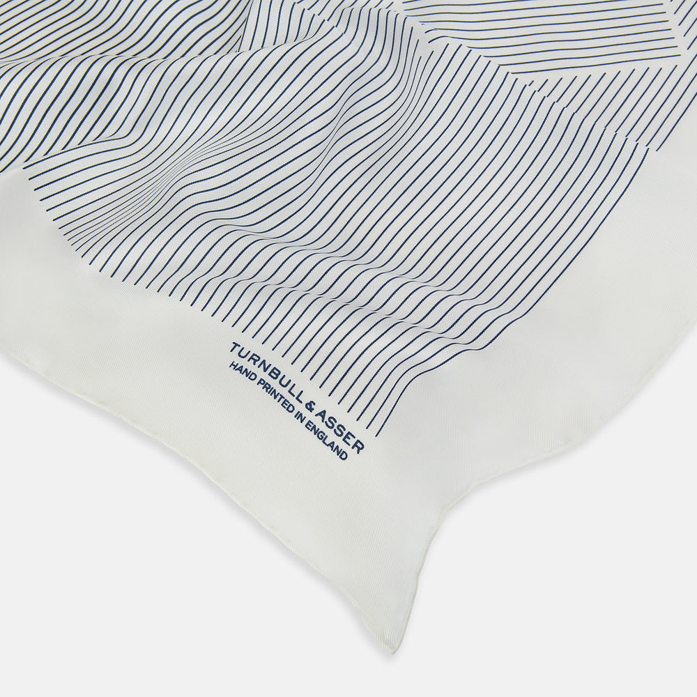 White Stripe Silk Pocket Square