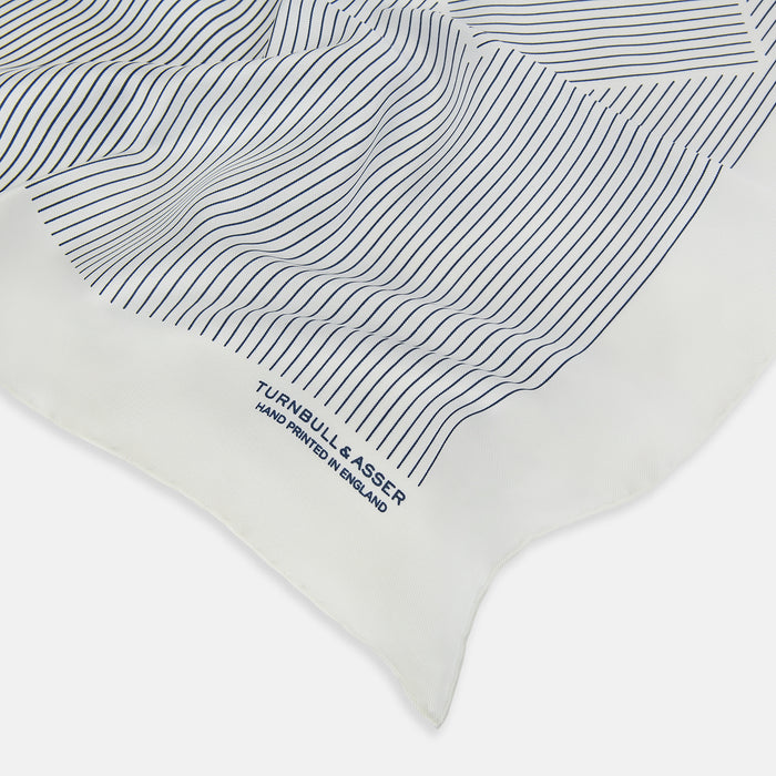 White Stripe Silk Pocket Square Image 1