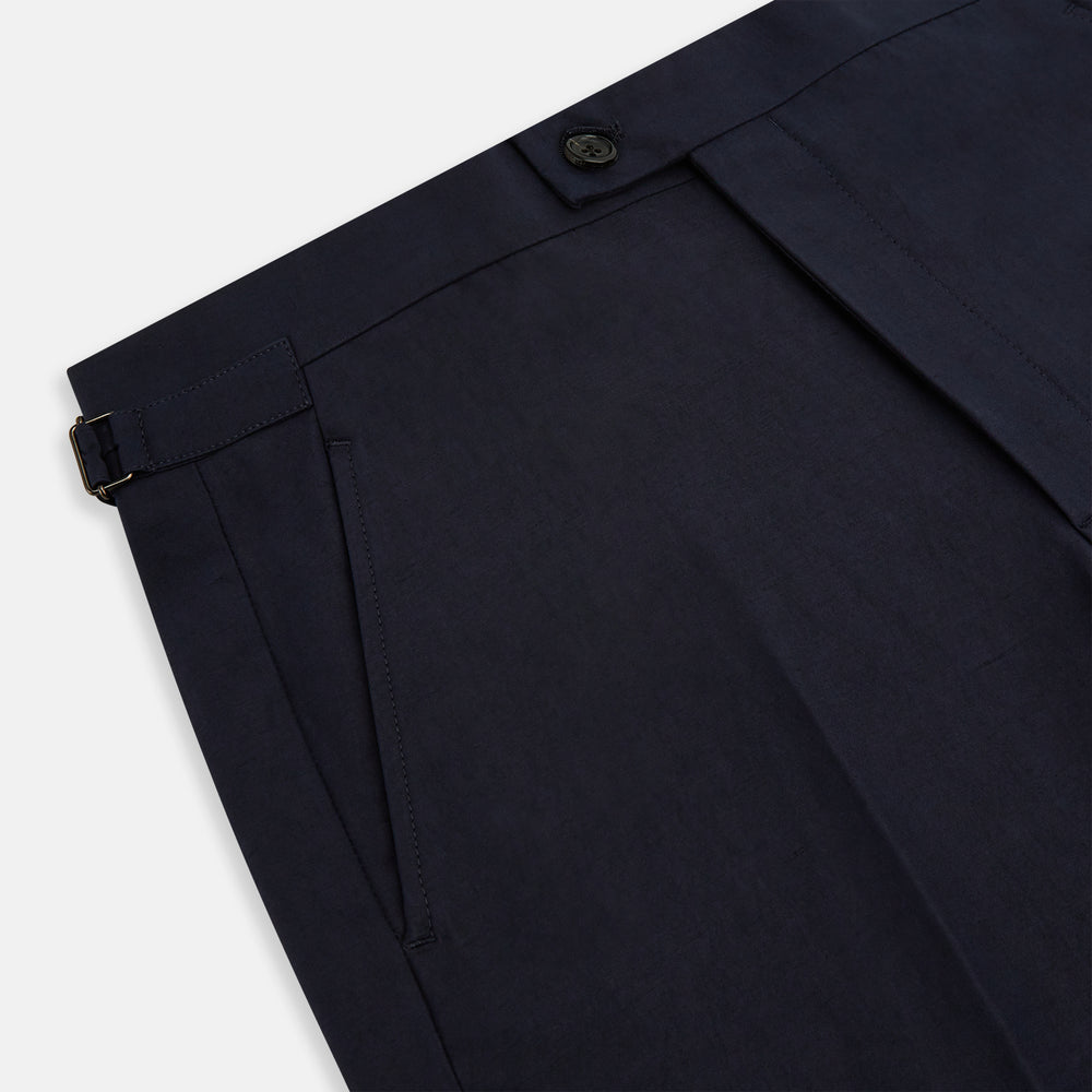 Navy Linen Henry Trousers