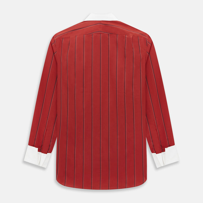 Dark Red Track Stripe Shirt with Contrast T&A Collar and Cuffs Image 2