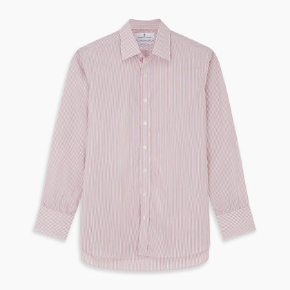 Burgundy Stripe West Indian Sea Island Cotton Regular Fit Mayfair Shirt Image 6