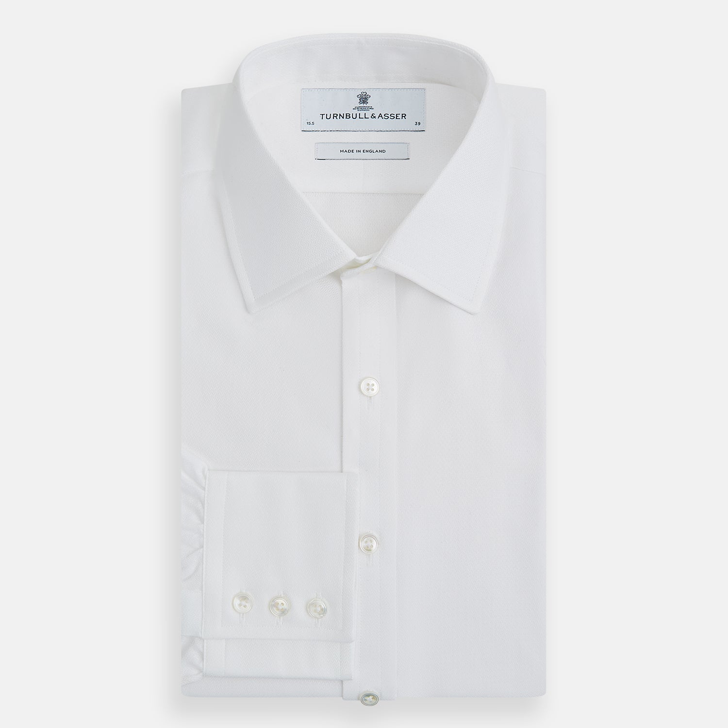 View 5 of product White Herringbone Mayfair Shirt
