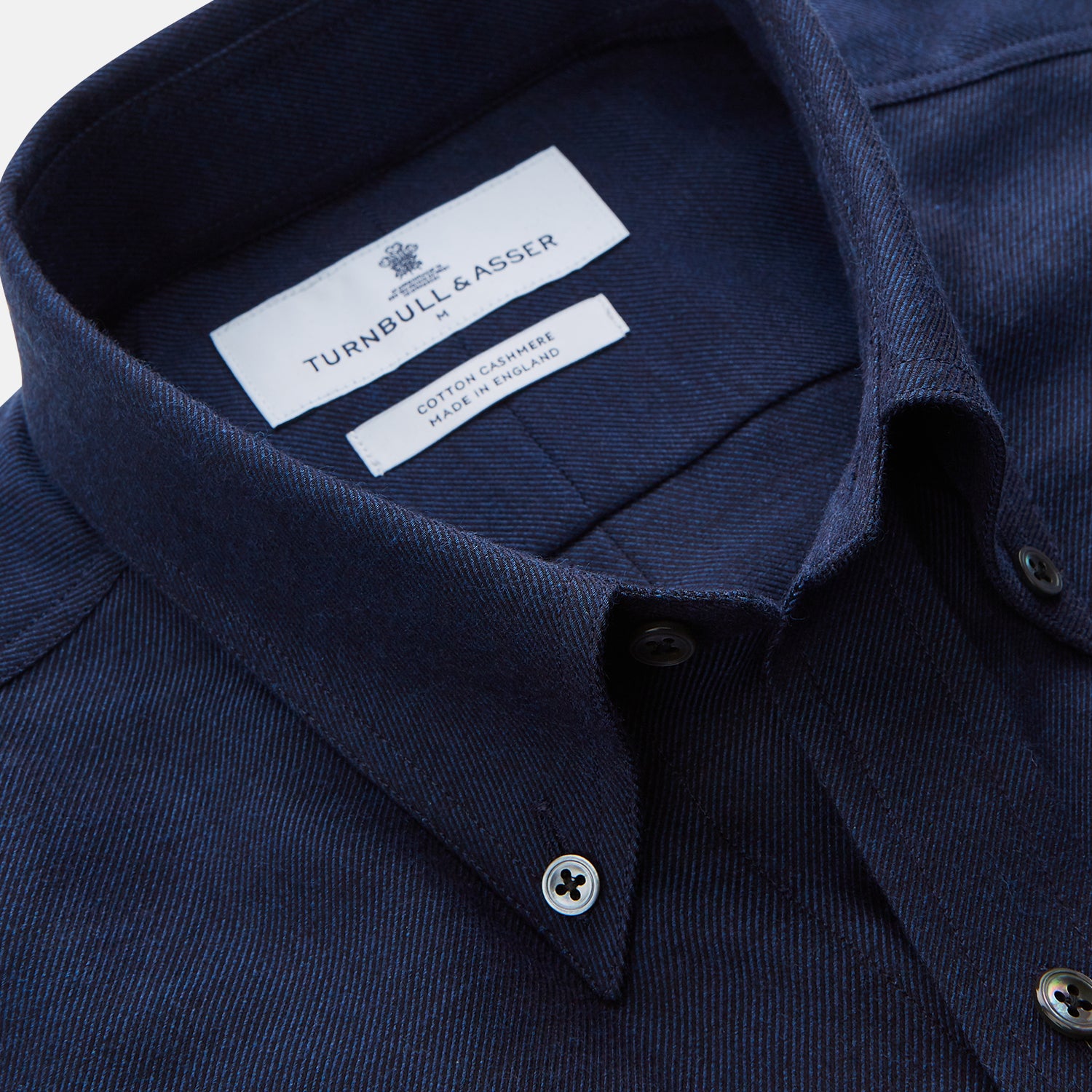 Navy Weekend Fit Nevis Cotton-Cashmere Shirt With Dorset Collar And 1-Button Cuffs