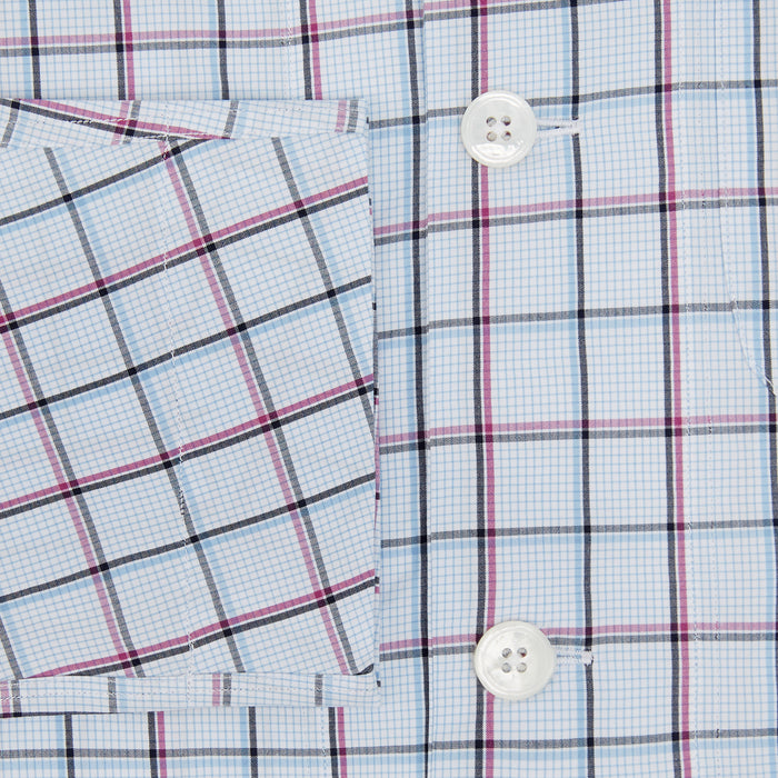 Burgundy and Blue Check Pyjama Shirt Image 3