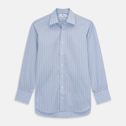 Blue, Purple & Green Stripe Cotton Fabric Image 1