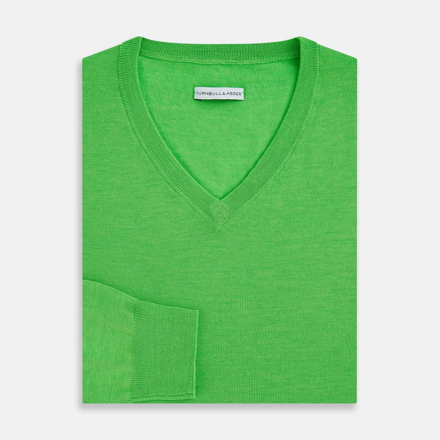 View 4 of product Lime Green Fine Merino V-Neck Jumper