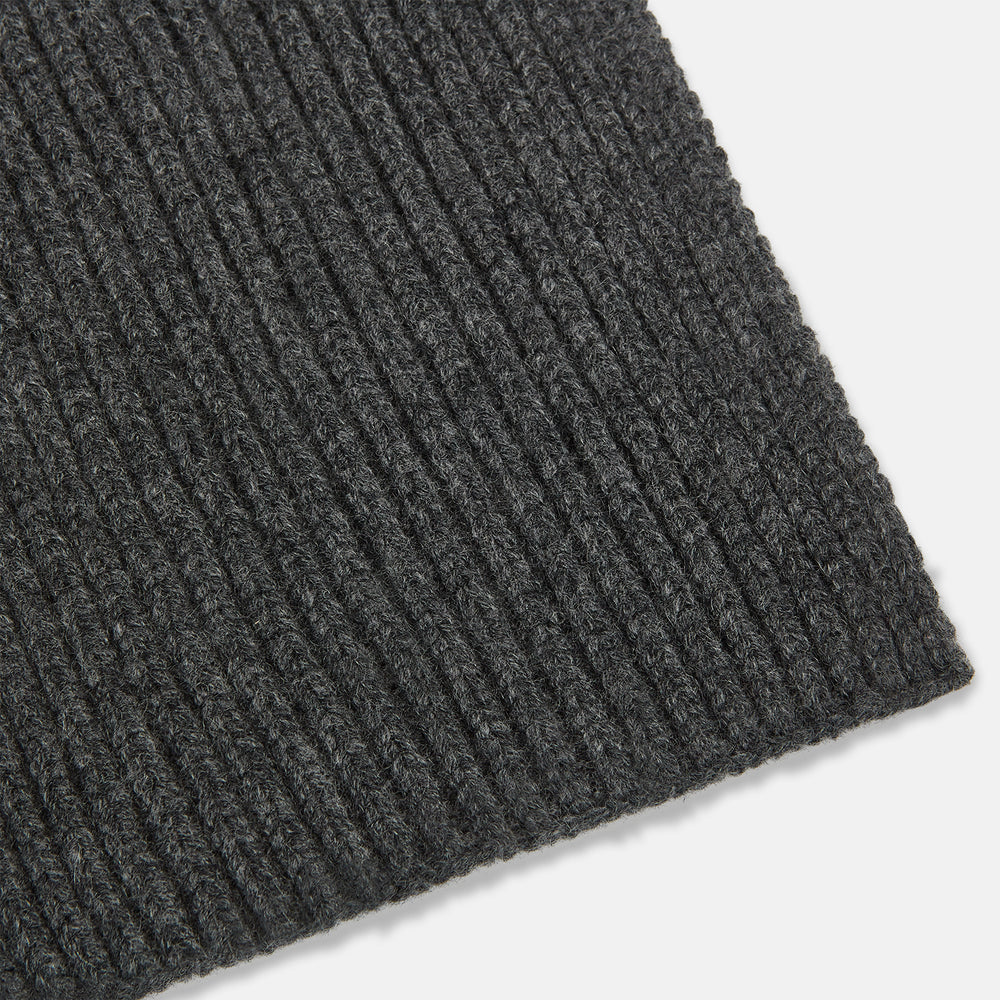 Graphite Rib-Knit Cashmere Scarf