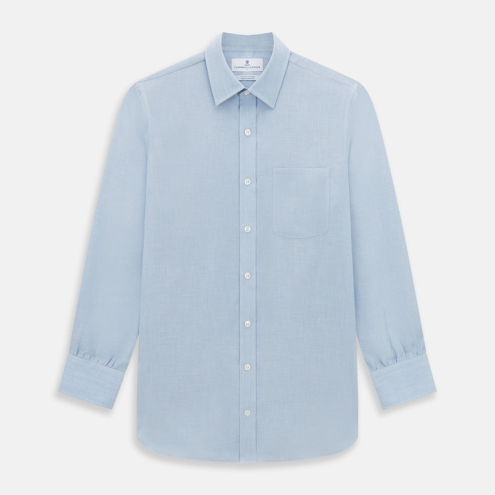 Turnbull & Asser Pale Blue Cotton Cashmere Derby Collar Richmond Shirt