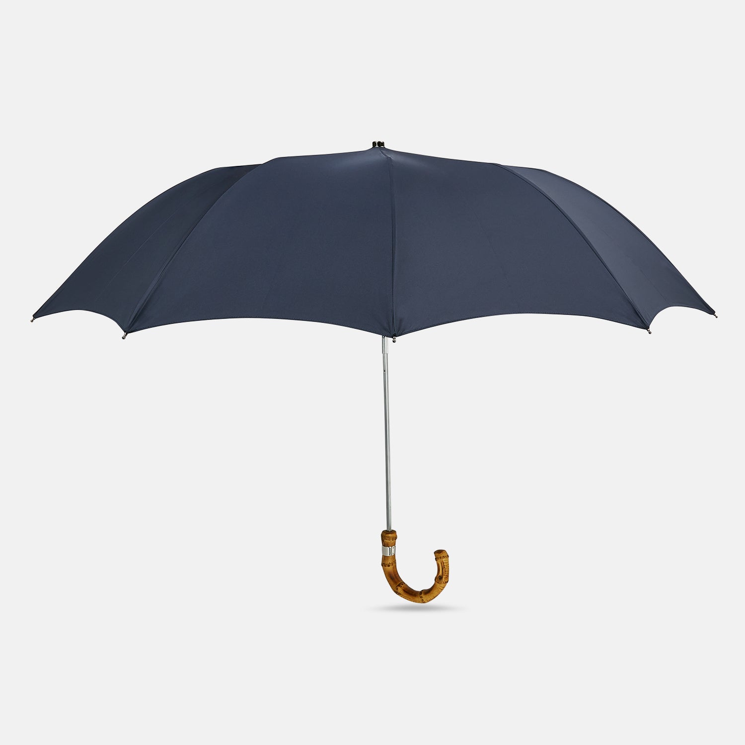 View 1 of product Navy Telescopic Umbrella with Whangee Crook Handle