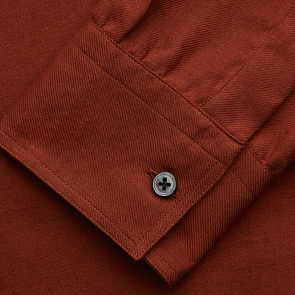 Burgundy Cotton and Cashmere Weekend Fit Shirt with Dorset Collar and 1-Button Cuffs Image 2