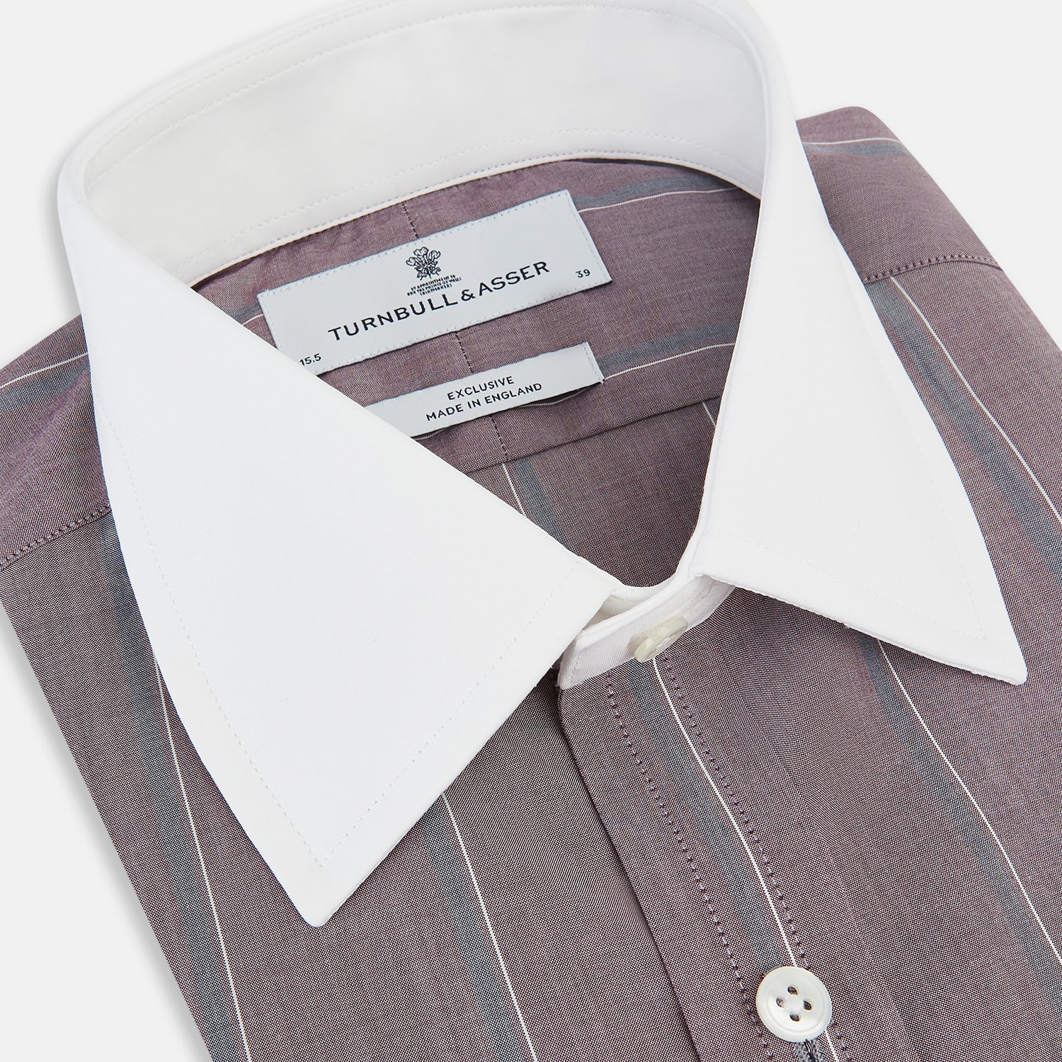 View 2 of product Light Porto Red Track Stripe Shirt with Contrast T&A Collar and Cuffs