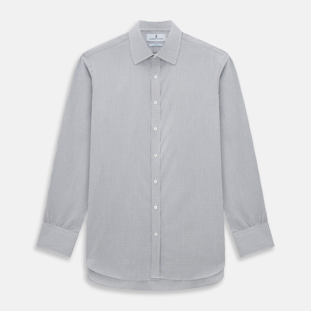 Midnight Blue Micro  Tattersall Check Mayfair Shirt