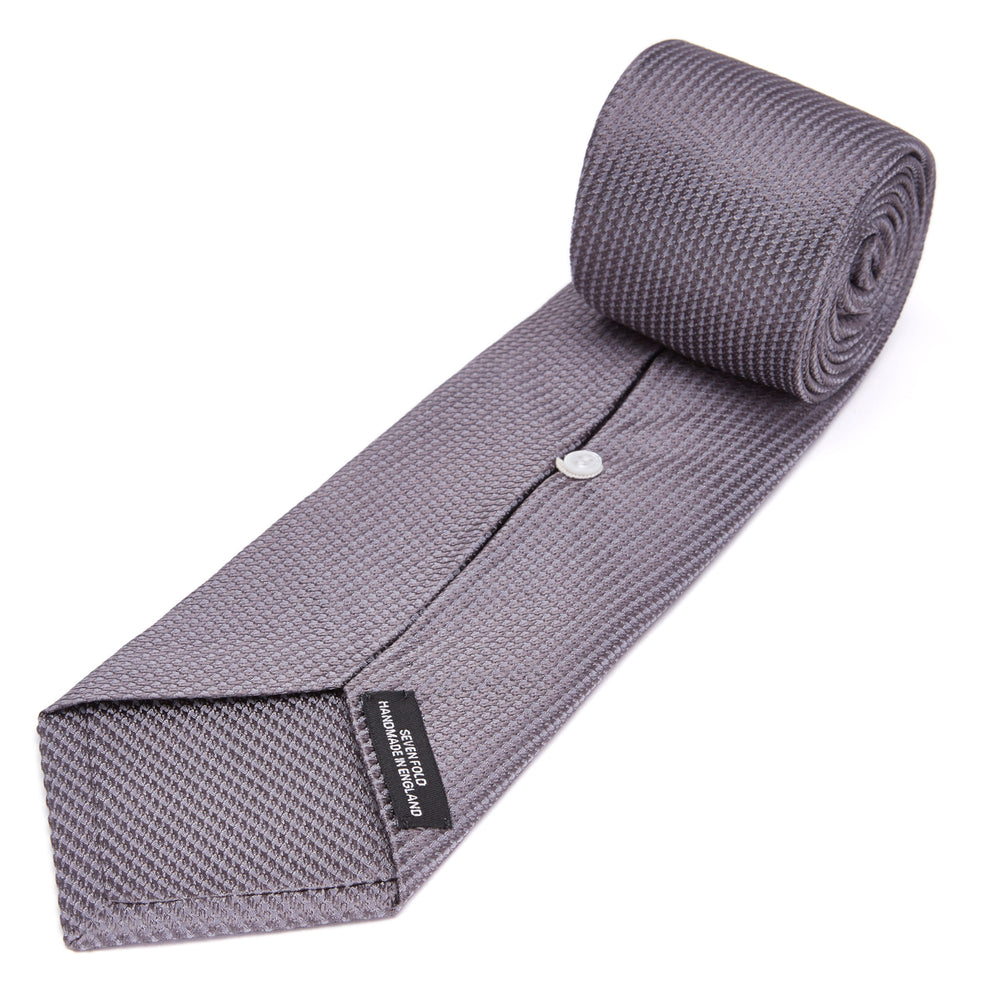 Dark Grey Plain Woven Lace Silk Tie