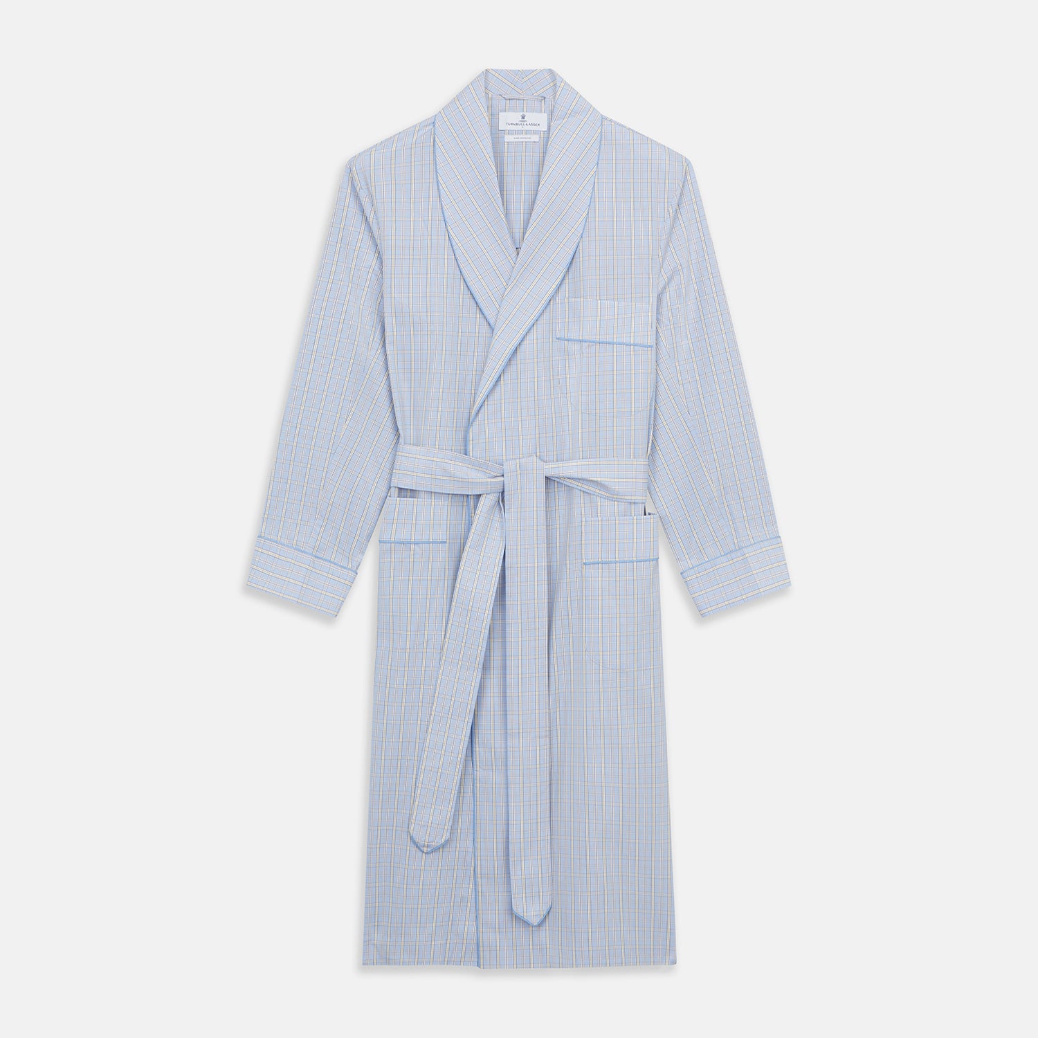 View 1 of product Blue and Yellow Check Poplin Cotton Dressing Gown