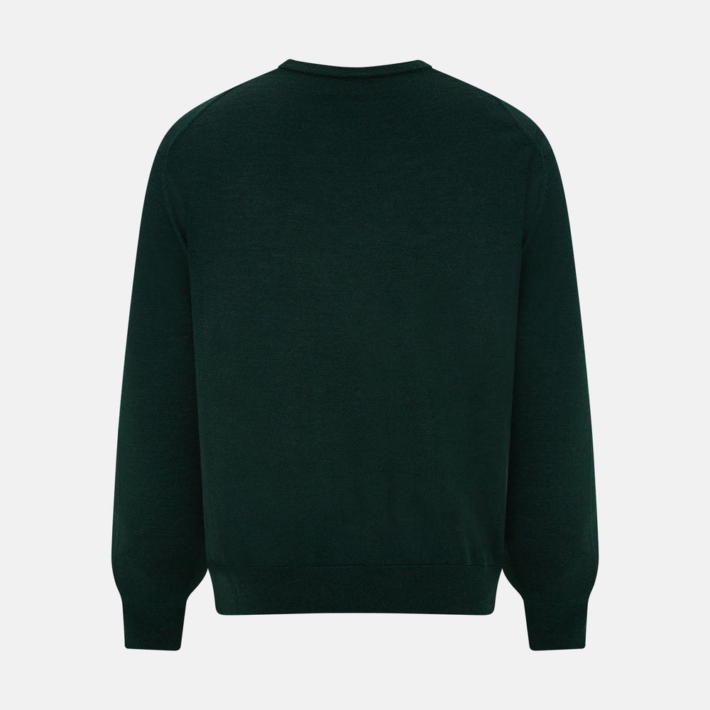 Forest Green Fine Merino V-Neck Jumper