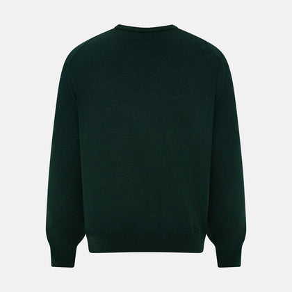 Forest Green Fine Merino V-Neck Jumper Image 2