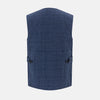 View 3 of product Denim Blue Quilted Linen Herringbone Waistcoat