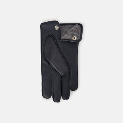 Navy/Grey Fur-Lined Hairsheep Leather Touchscreen Gloves Image 3