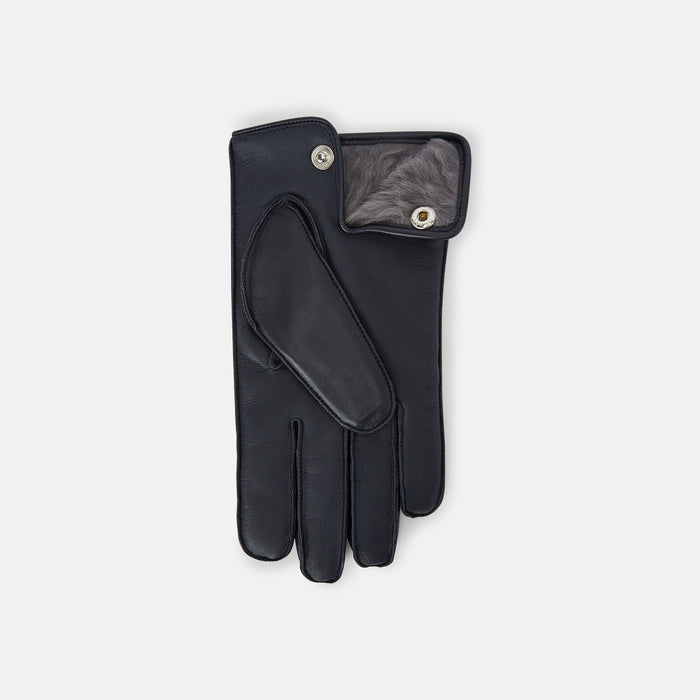 Navy/Grey Fur-Lined Hairsheep Leather Touchscreen Gloves Image 3