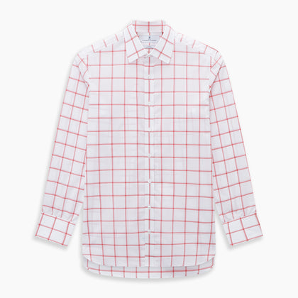 Coral Grid Check Mayfair Shirt Image 6