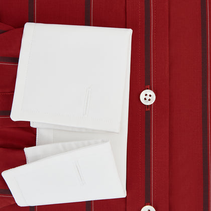 Dark Red Track Stripe Shirt with Contrast T&A Collar and Cuffs Image 3