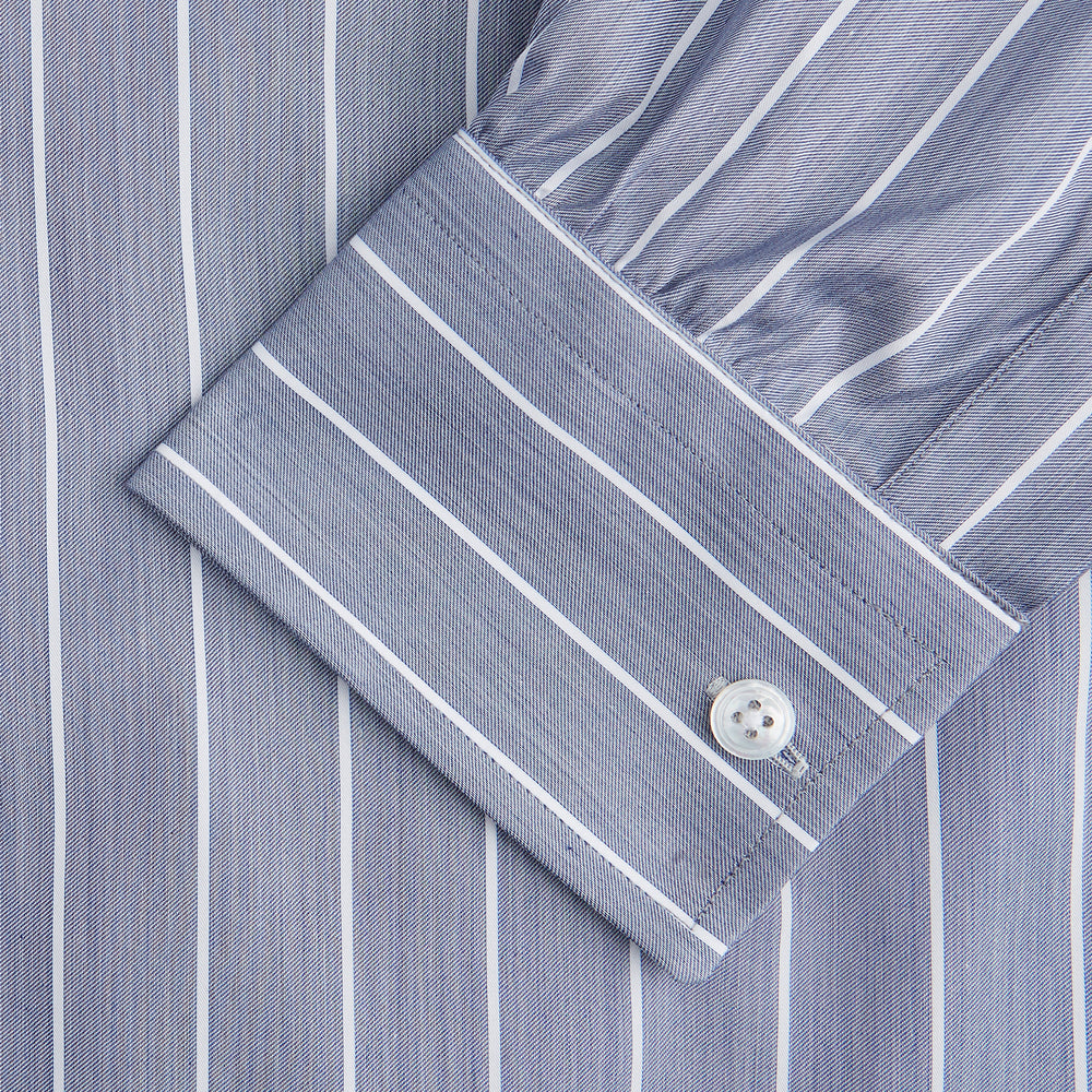 Pale Blue and White Pinstripe Cotton Blend Weekend Fit Finch Shirt