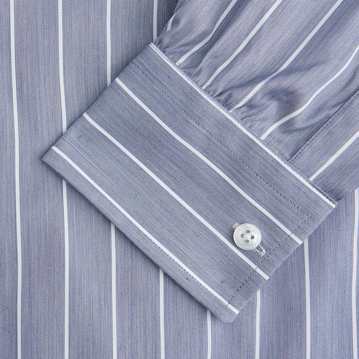 Pale Blue and White Pinstripe Cotton Blend Weekend Fit Finch Shirt Image 1