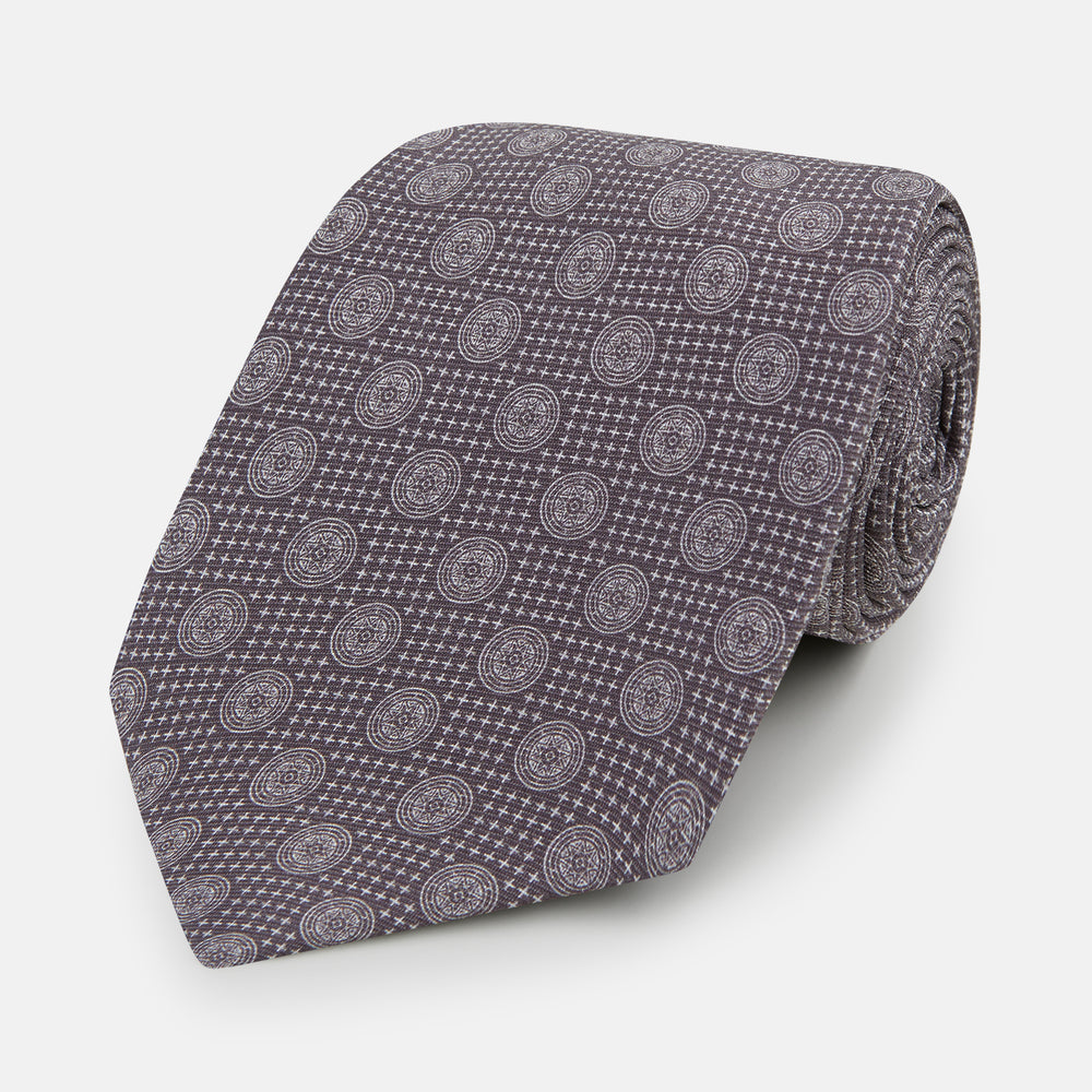 Ash Medallion Printed Silk Tie