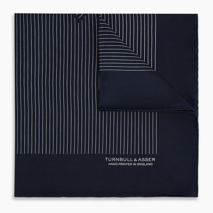 Navy and Grey Stripe Silk Pocket Square Image 4