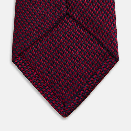 HOUNDSTOOTH NAVY BURGUNDY TIE Image 3
