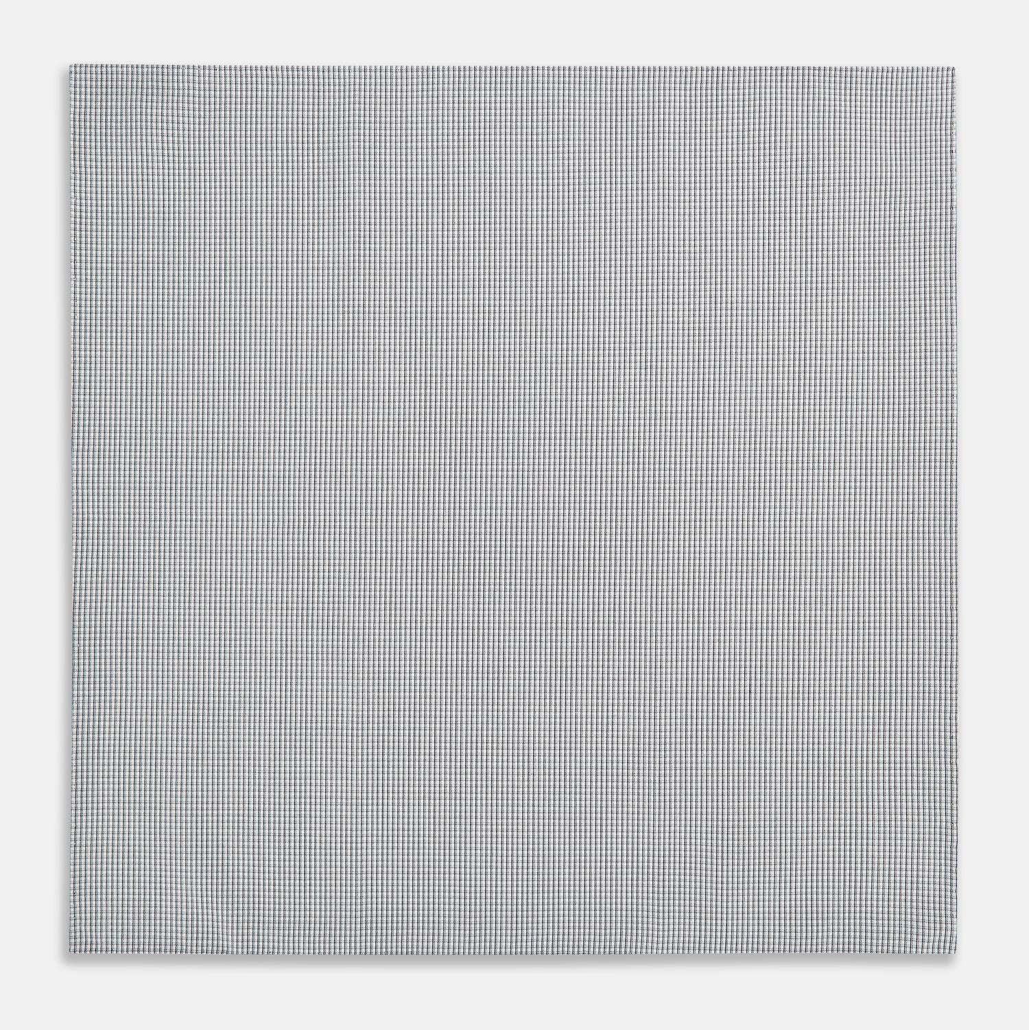 View 3 of product Navy Blue Shadow Grid Check Hand-Rolled Handkerchief