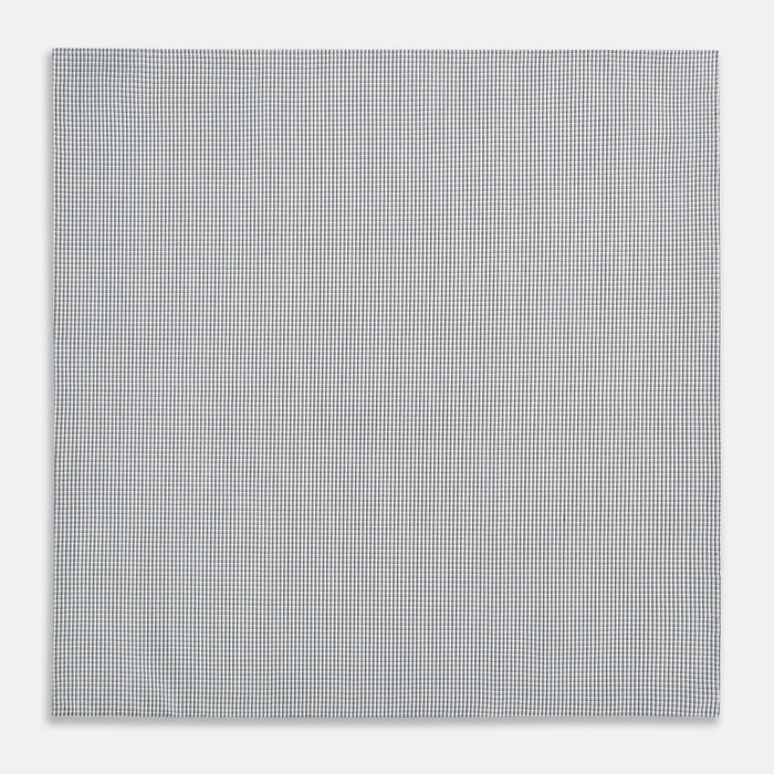 Navy Blue Shadow Grid Check Hand-Rolled Handkerchief Image 2