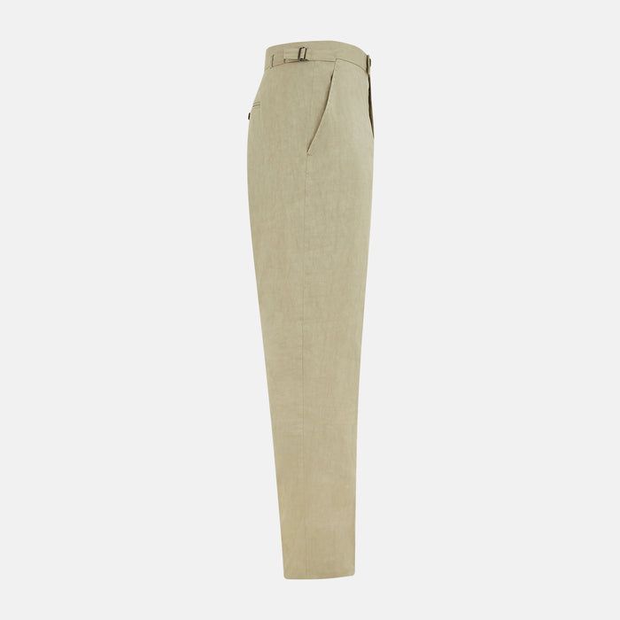 Taupe Linen Henry Trousers Image 2