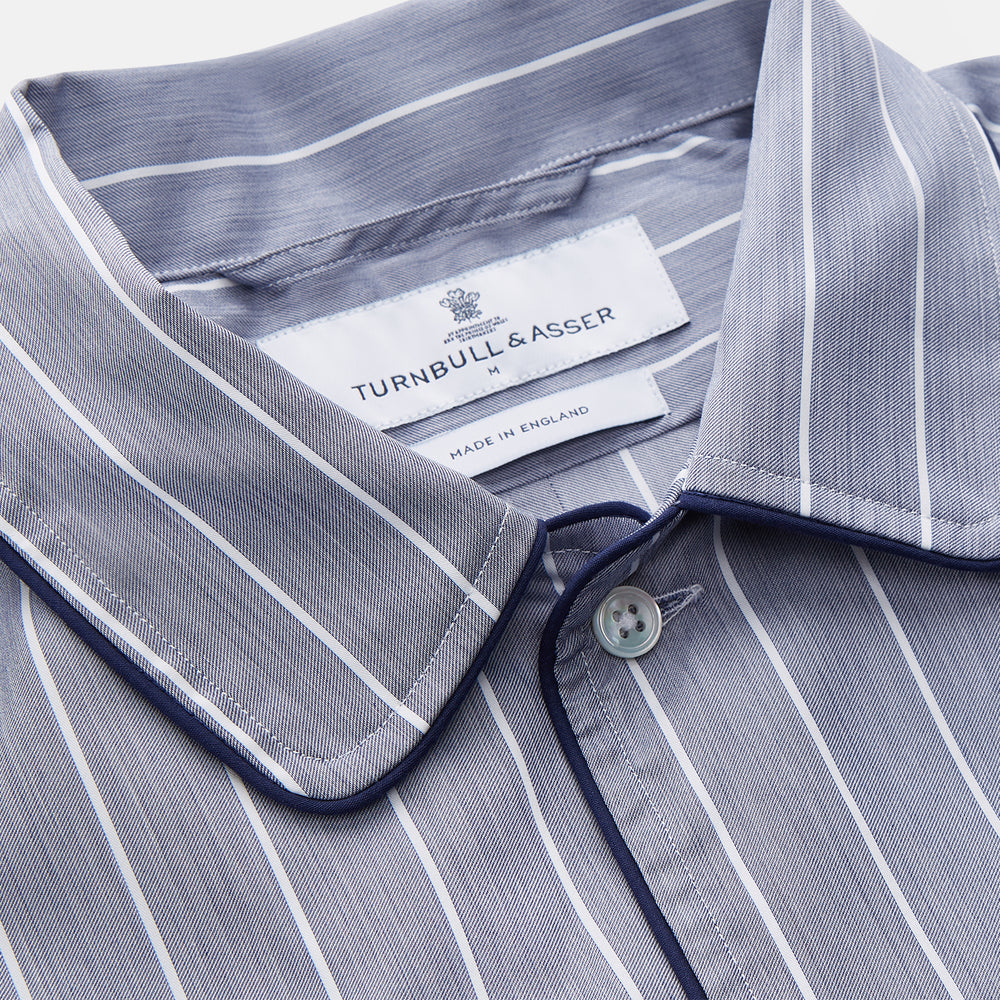 Pale Blue and White Pinstripe Cotton Blend Sussex Nightshirt