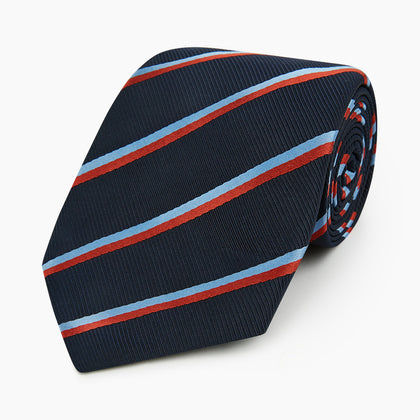 Red And Blue Stripe Silk Blend Tie Image 4