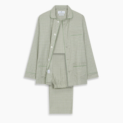 Green Check Modern Cotton Pyjama Set Image 7