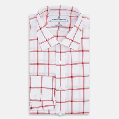 Dark Red Grid Check Mayfair Shirt Image 4