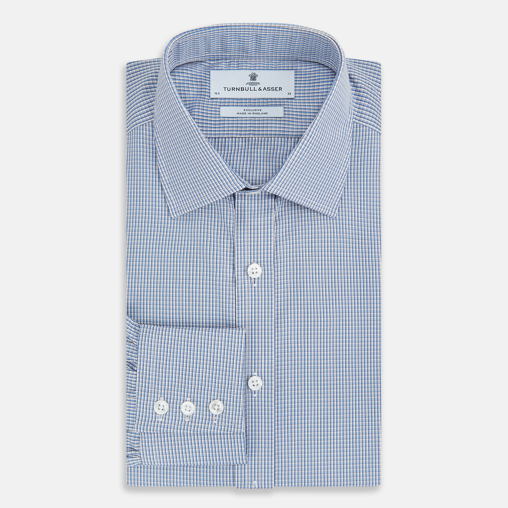 Pale Blue Micro Graph Check Mayfair Shirt