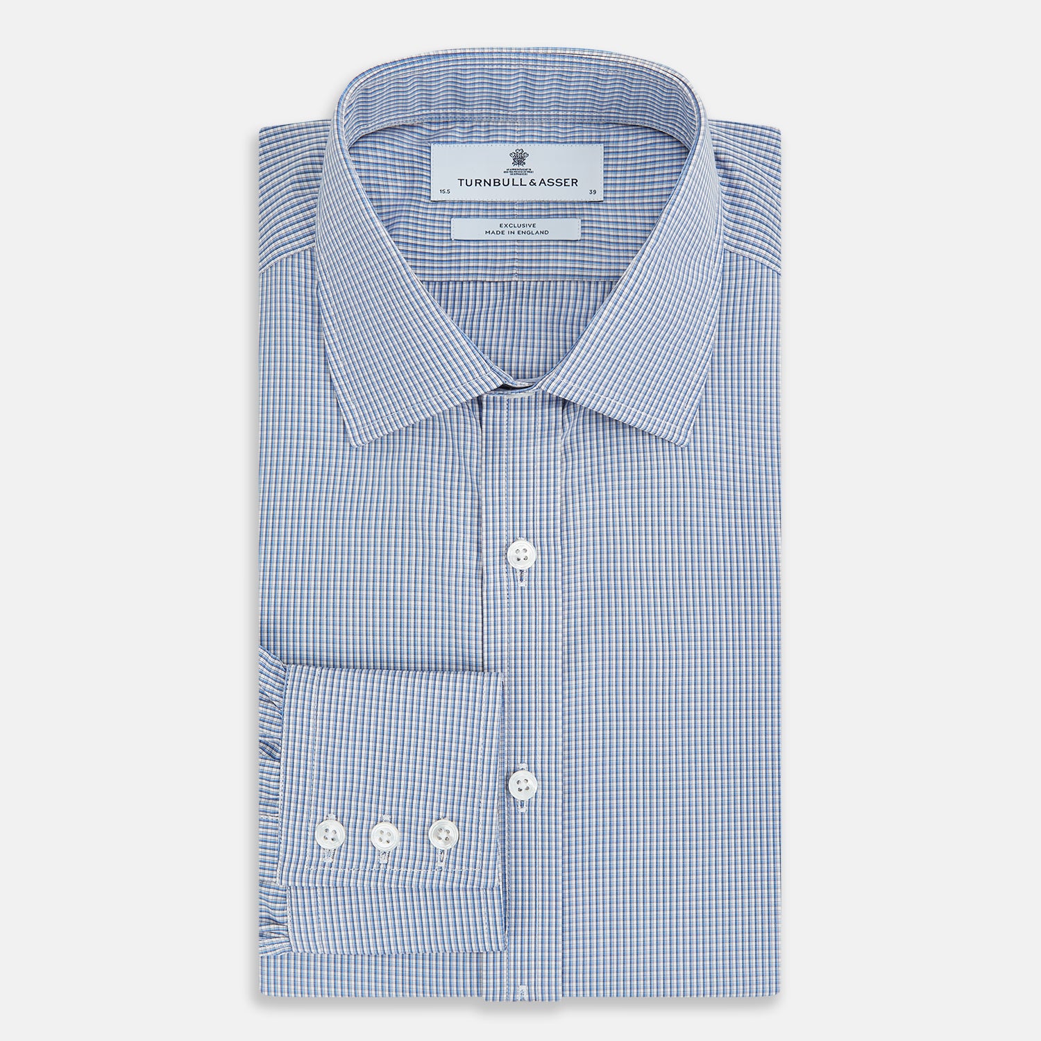 View 5 of product Pale Blue Micro Graph Check Mayfair Shirt
