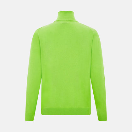 Neon Green Half-Zip Cashmere Jumper Image 2